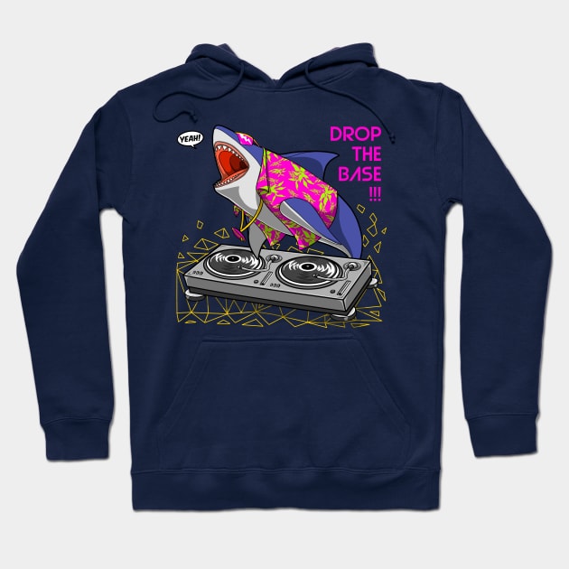 dj shark cartoon comics style character design Hoodie by hayr pictures